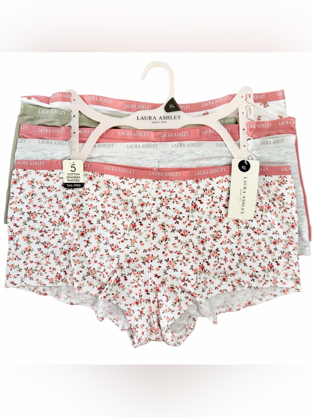 Laura Ashley Panties Boyshorts Underwear 5 Pack Size XL Bottoms Cotton Floral